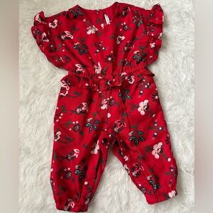 Janie and Jack Red Whimsy Floral Baby Romper